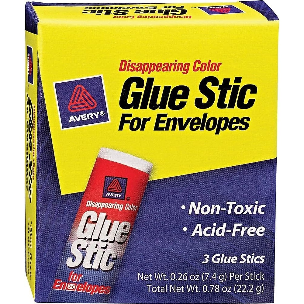 image:imageAvery Glue Sticks for Envelopes Disappearing Purple Color 026 oz Nontoxic Permanent Glue 3 Glue Stics 00134