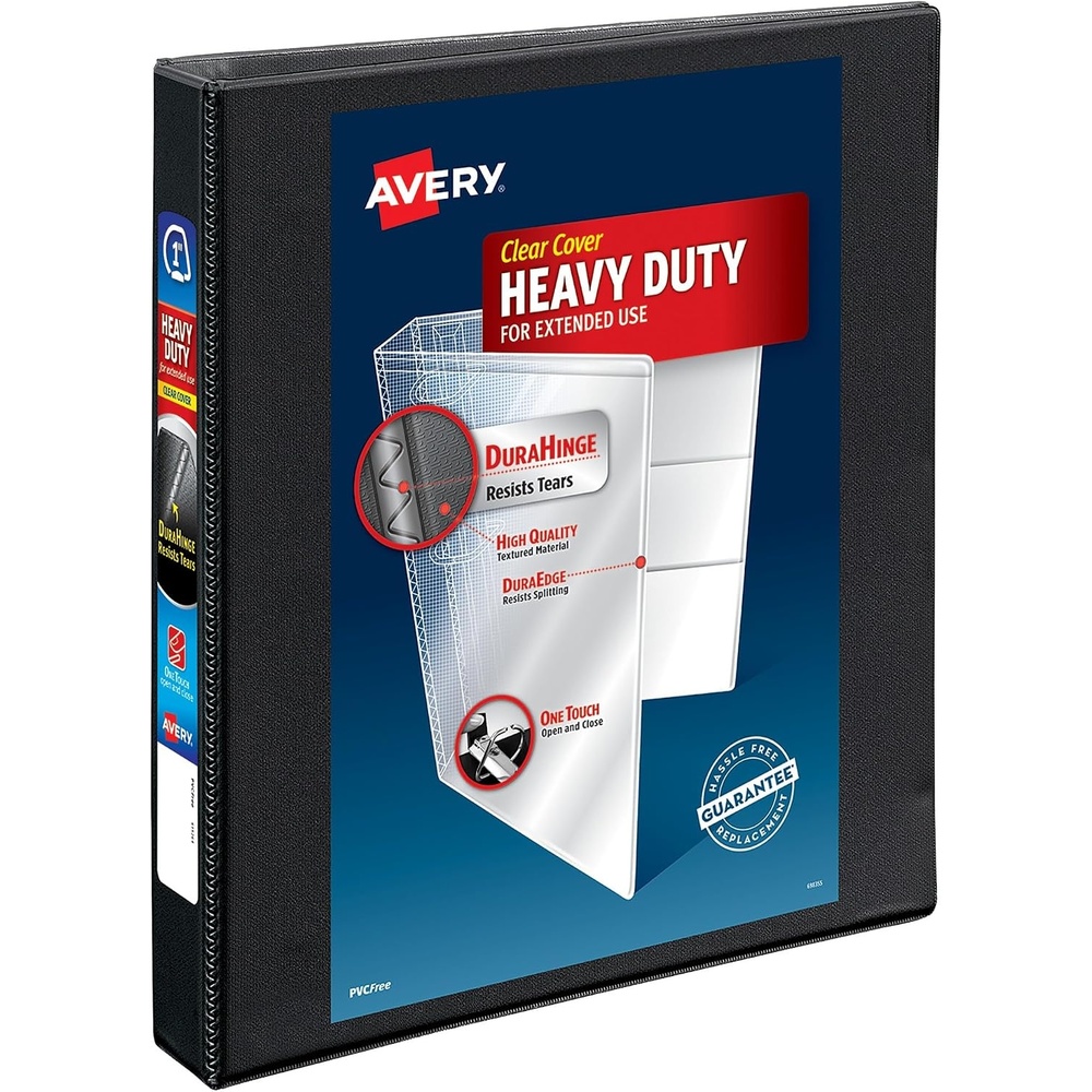 image:imageAvery Heavy Duty View 3 Ring Binder 05 One Touch Slant Ring Holds 85 x 11 Paper 4 Black Binders 797081