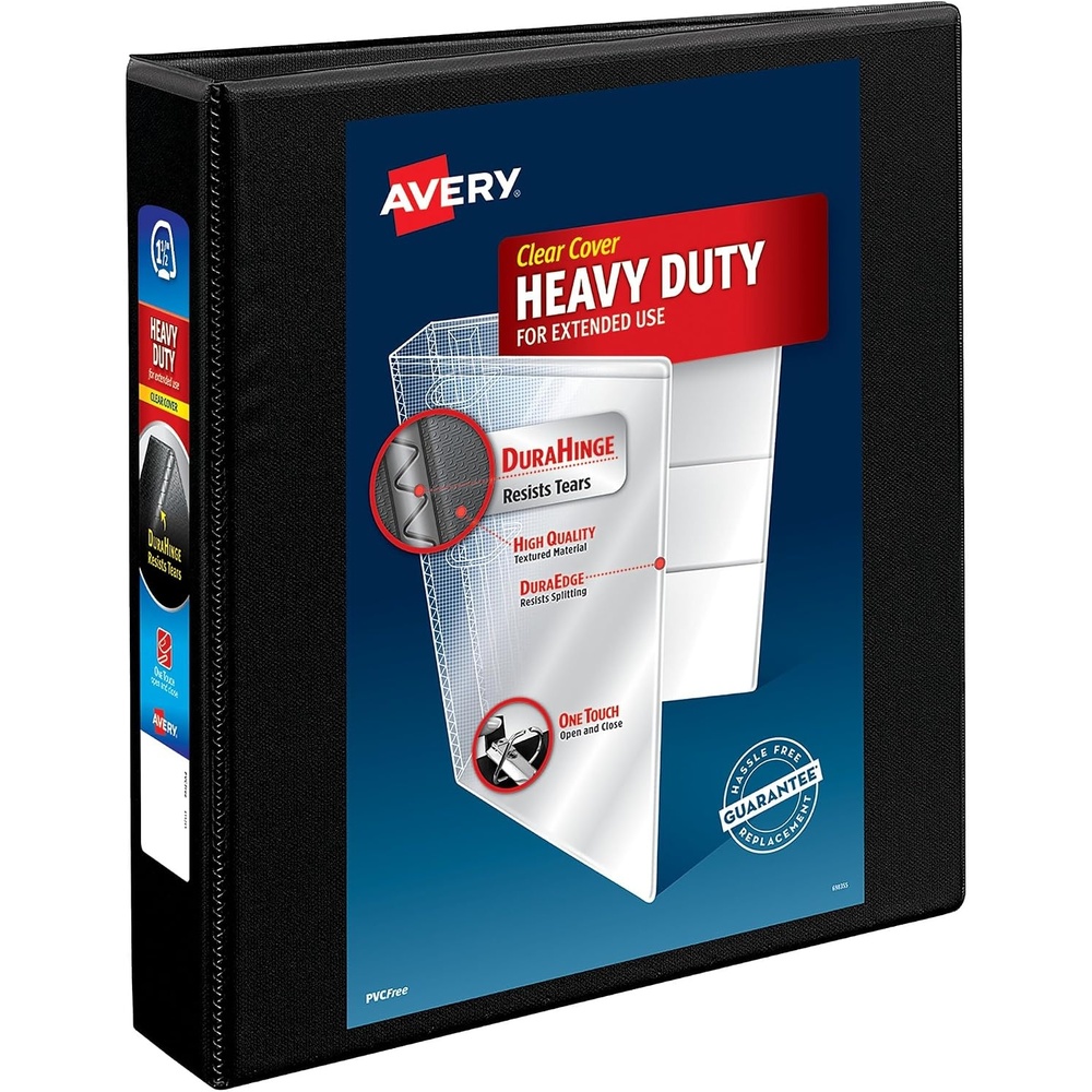 image:imageAvery Heavy Duty View 3 Ring Binder 05 One Touch Slant Ring Holds 85 x 11 Paper 4 Black Binders 7970815