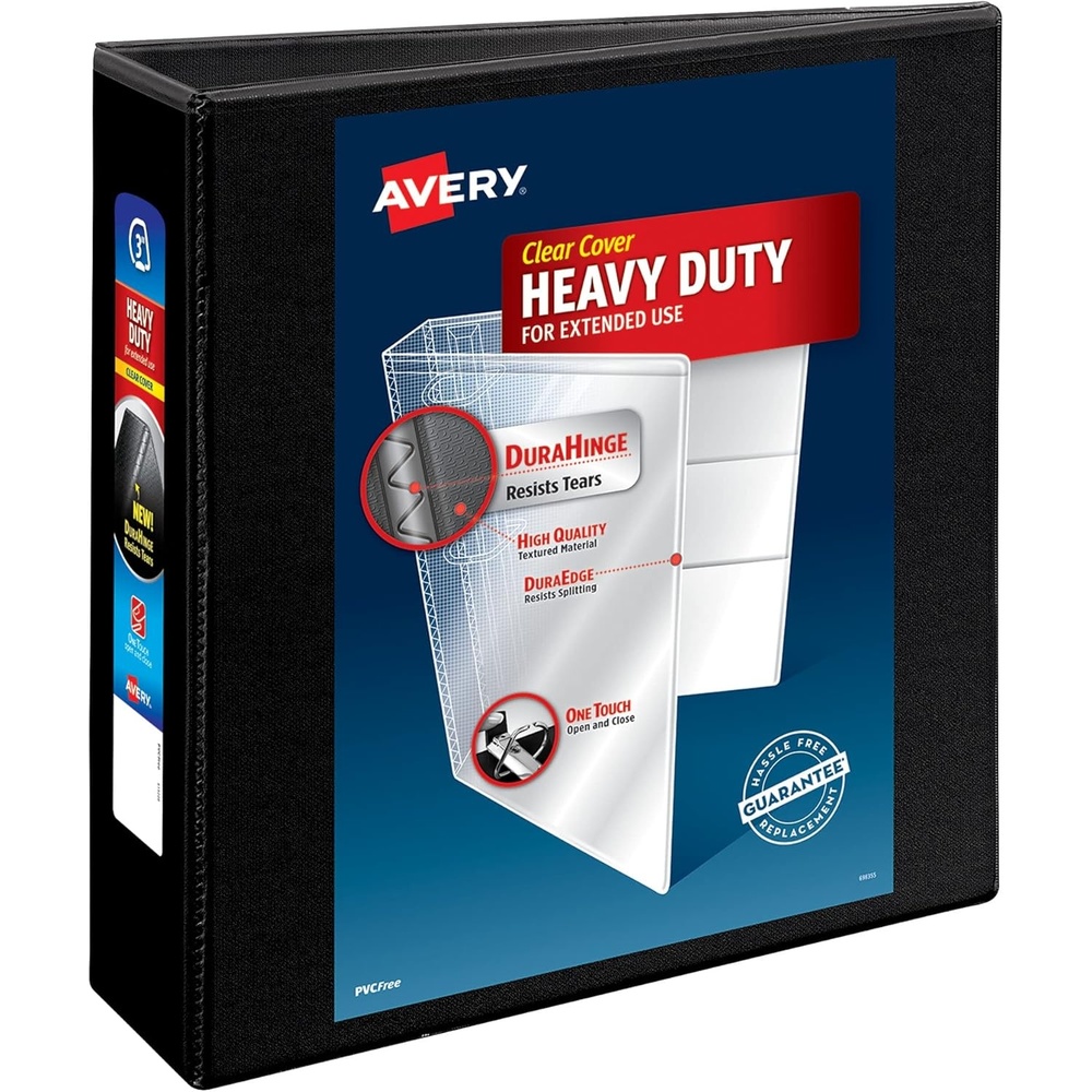 image:imageAvery Heavy Duty View 3 Ring Binder 05 One Touch Slant Ring Holds 85 x 11 Paper 4 Black Binders 797083