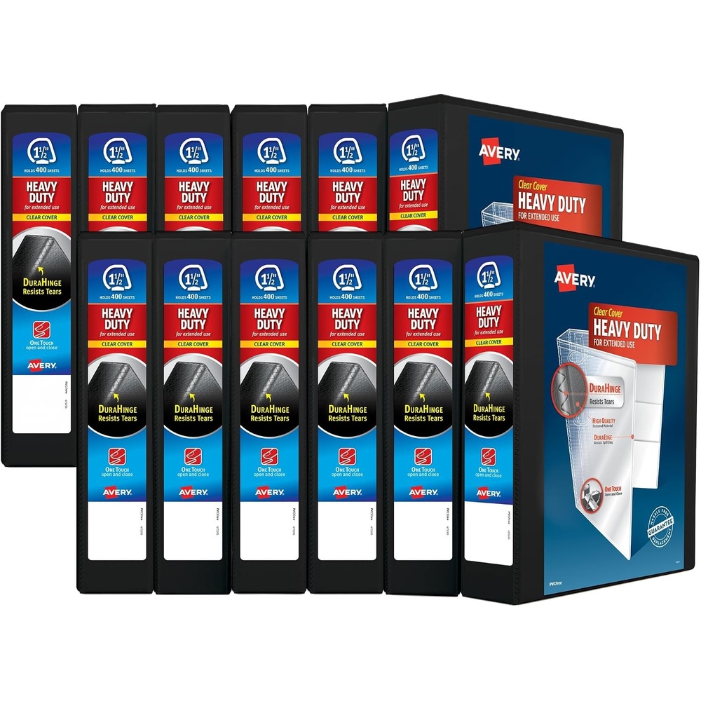 image:imageAvery HeavyDuty 15 Inch Binders 3 Ring View Binder 15 Inch EZD Ring Black Sturdy 12Pack of 79695