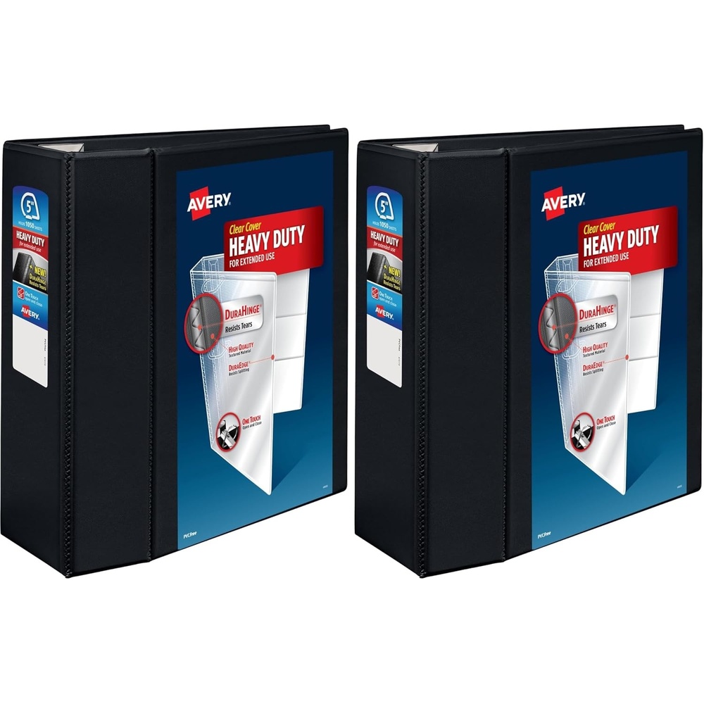 image:imageAvery HeavyDuty 15 Inch Binders 3 Ring View Binder 15 Inch EZD Ring Black Sturdy 796955 Pack of 2