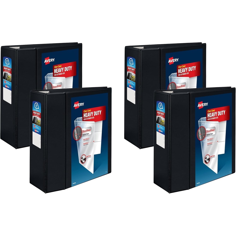 image:imageAvery HeavyDuty 15 Inch Binders 3 Ring View Binder 15 Inch EZD Ring Black Sturdy 796955 Pack of 4