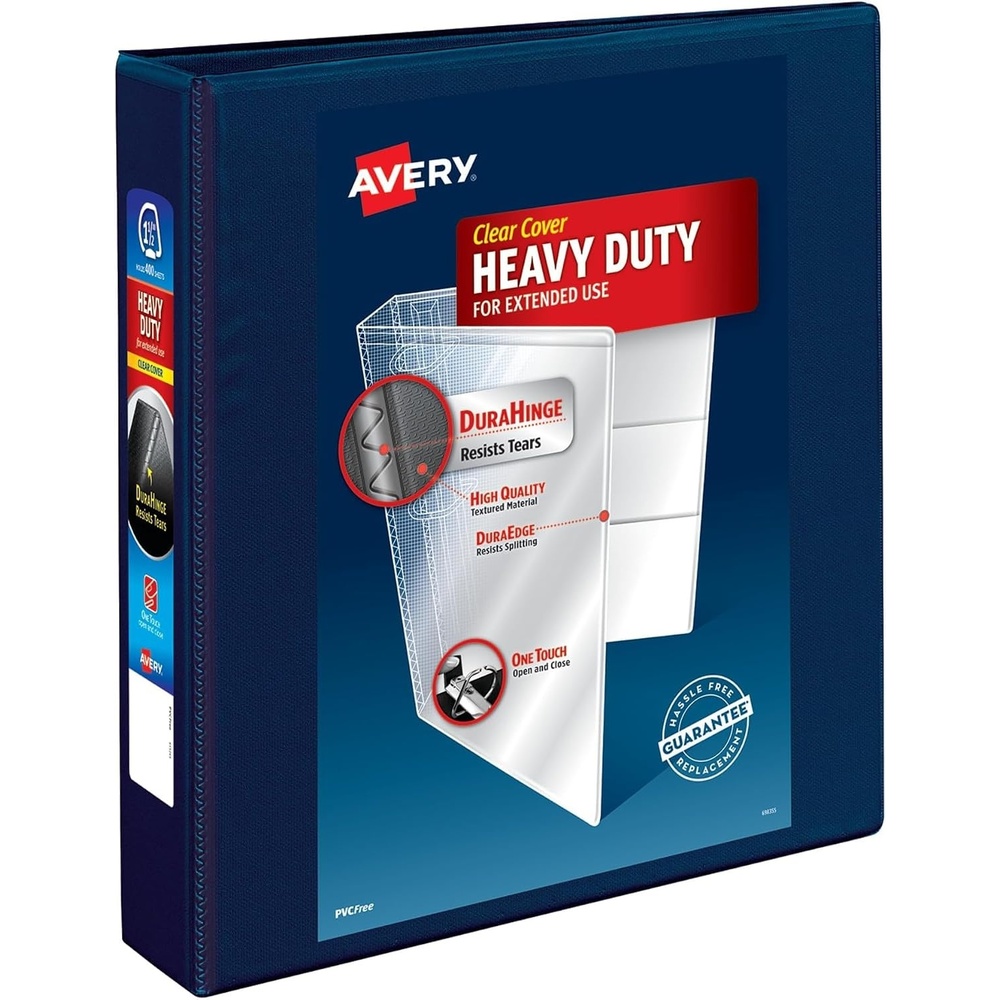 image:imageAvery HeavyDuty View 3 Ring Binder 15 One Touch EZD Rings 1 Navy Blue Binder 7980515 Pack of 12