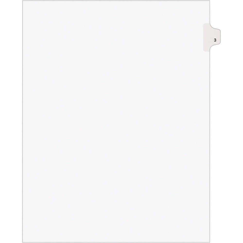 image:imageAvery Individual Legal Exhibit Dividers Avery Style 3 Side Tab 85 x 11 inches Pack of 25 119131 Set