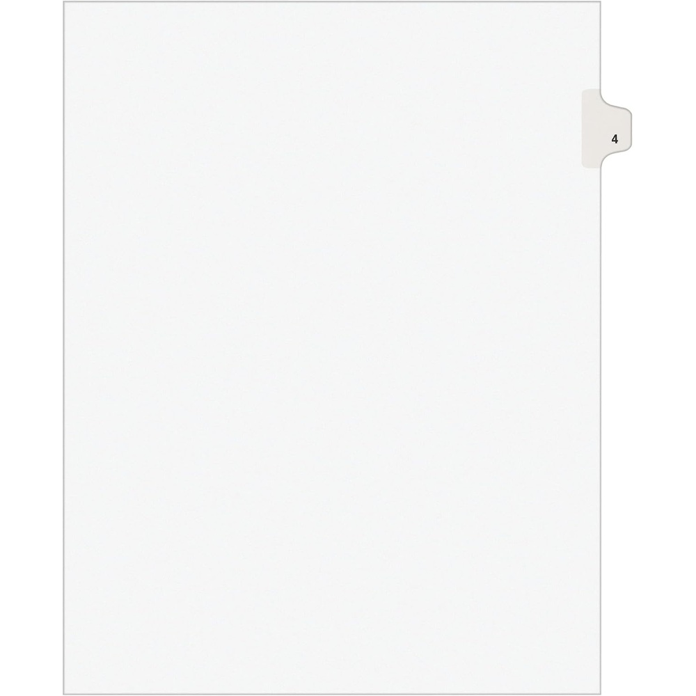 image:imageAvery Individual Legal Exhibit Dividers Avery Style 4 Side Tab 85 x 11 inches Pack of 25 11914