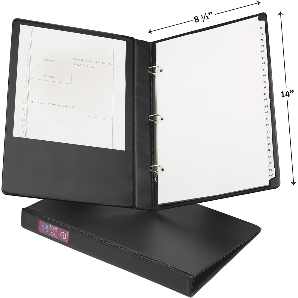 image:imageAvery LegalSize Durable 3 Ring Binders 1 Round Rings Holds 85 x 14 Paper Black 2 Pack 177091 Pack