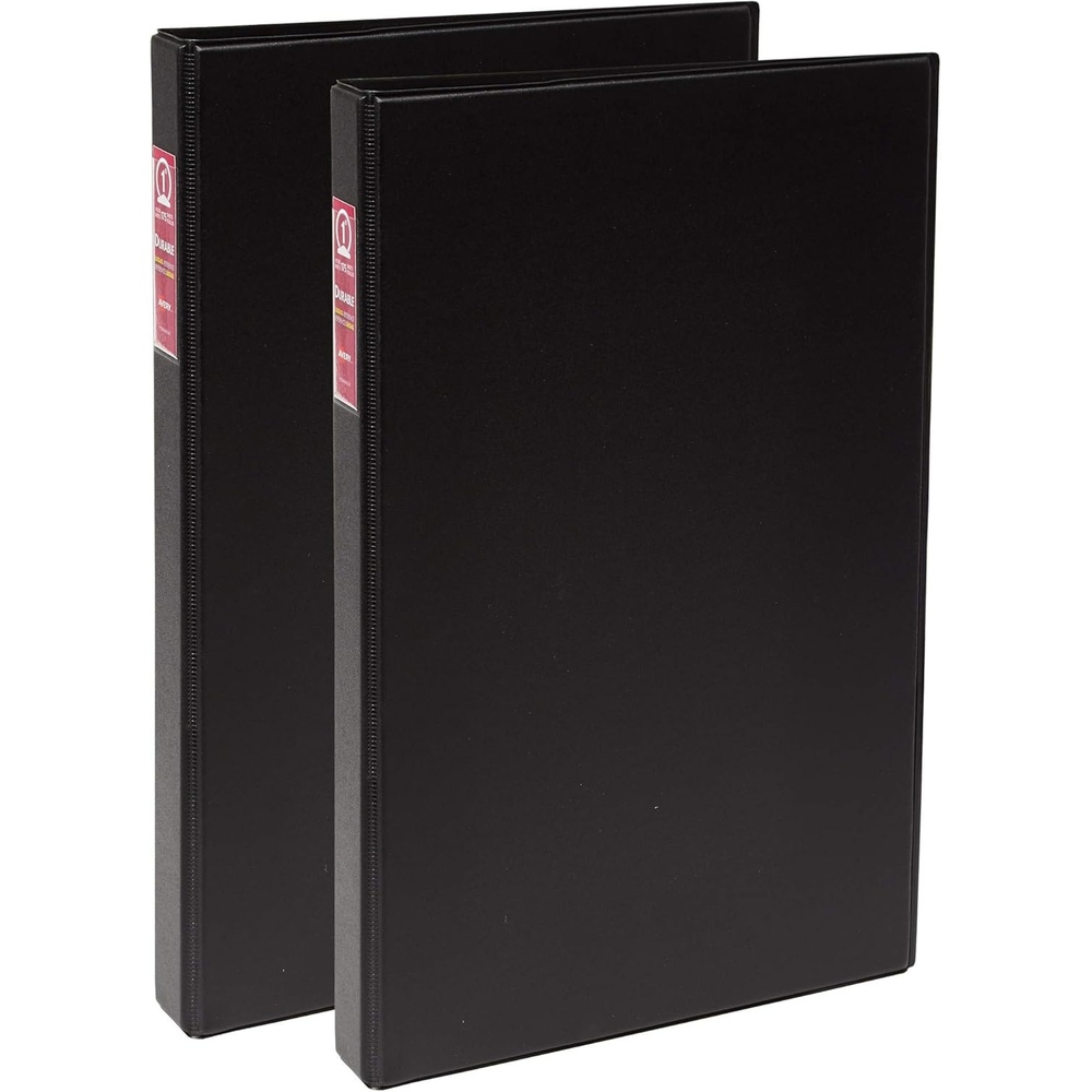 image:imageAvery LegalSize Durable 3 Ring Binders 1 Round Rings Holds 85 x 14 Paper Black 2 Pack 177092 Pack