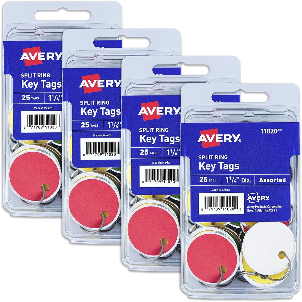 image:imageAvery Metal Rim Key Tags 125 Diameter Tag Metal Split Ring Assorted Colors 25 Tags 11020100 tags