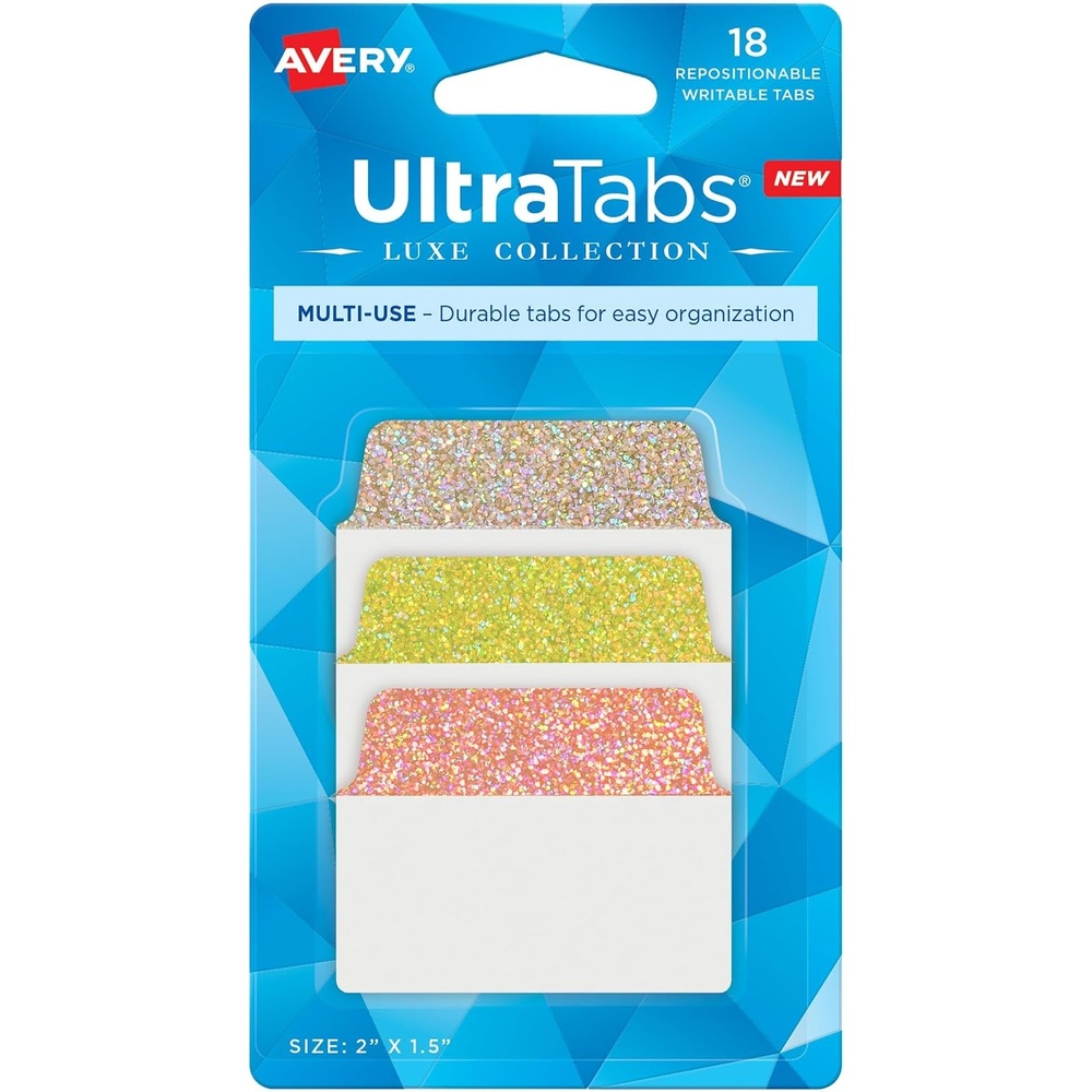 image:imageAvery Multiuse Ultra Tabs 2 x 15 2Side Writable RedBlueGreen 48 Repositionable Tabs 74757Holographic Sunset Ombr