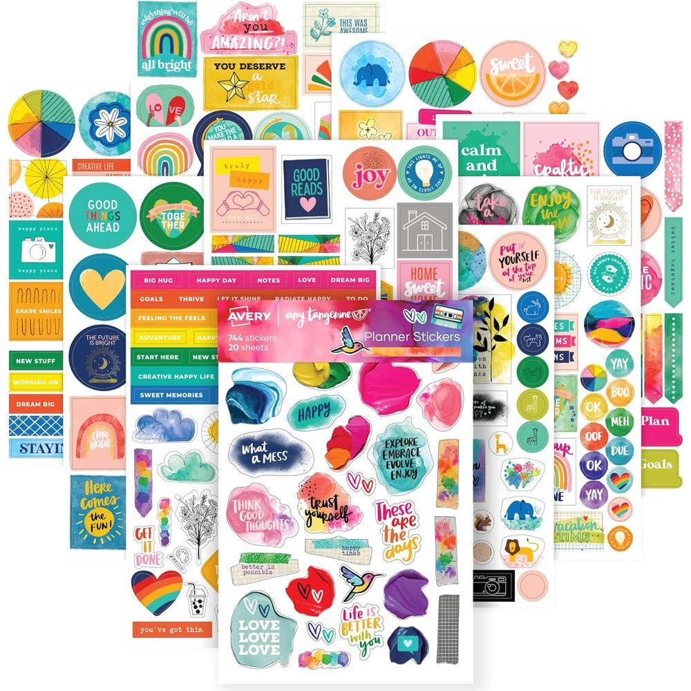 image:imageAvery Planner Stickers Variety Pack 30 Sheets 1656 Productivity Stickers for Your Planner Journal or Calendar 6785Amy Tangerine