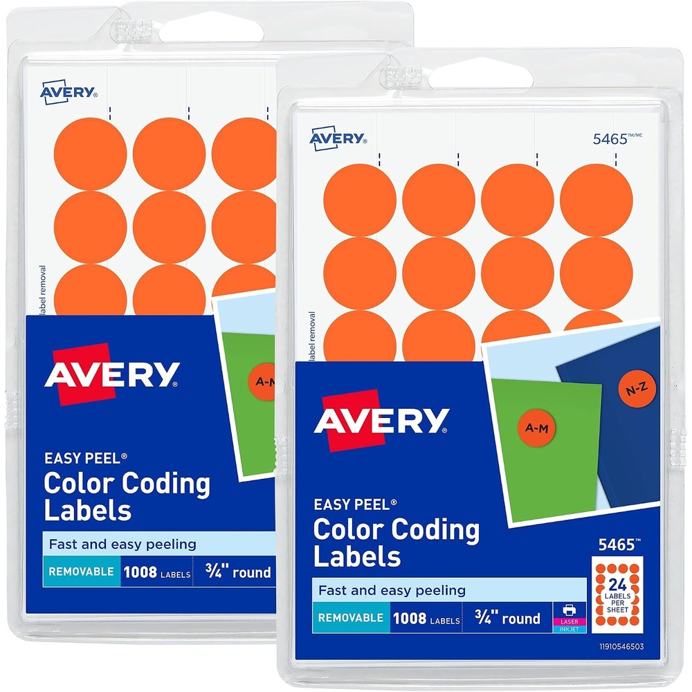 image:imageAvery Printable Color Coding Round Labels 34 Inch Diameter Orange 1008 per Pack 2 Packs 2016 Customizable Labels Total 07872