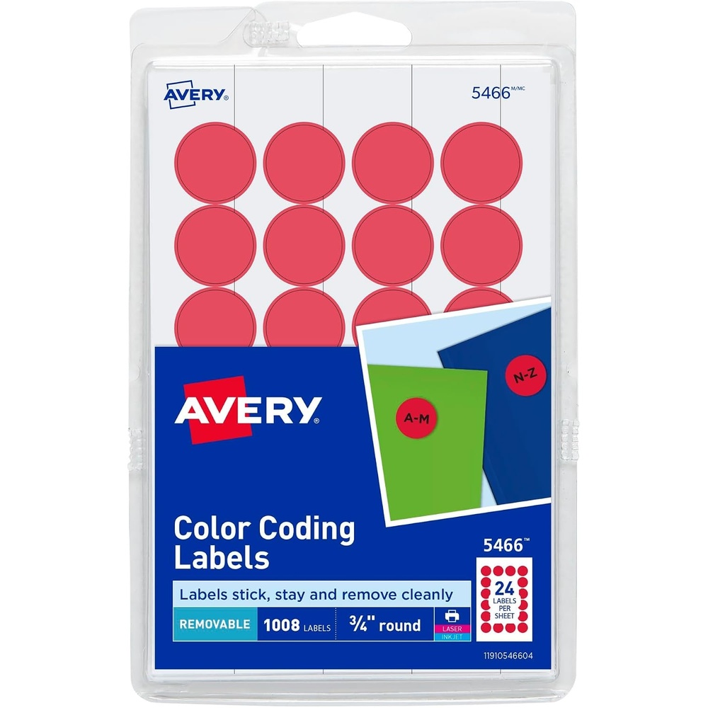 image:imageAvery Round Color Coding Labels Removable Adhesive Red 075 3 Pack 3024 Labels Total 321361 008 labels