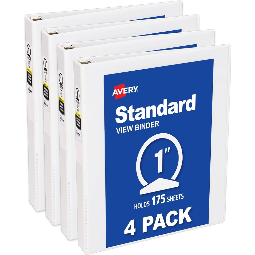image:imageAvery Standard View Mini 3 Ring Binder 1 Round Rings 175Sheet Capacity 14 Inch Wide Spine 1 White Binder Ideal for Lightweight Organization and Occasional Referencing 177021 inch