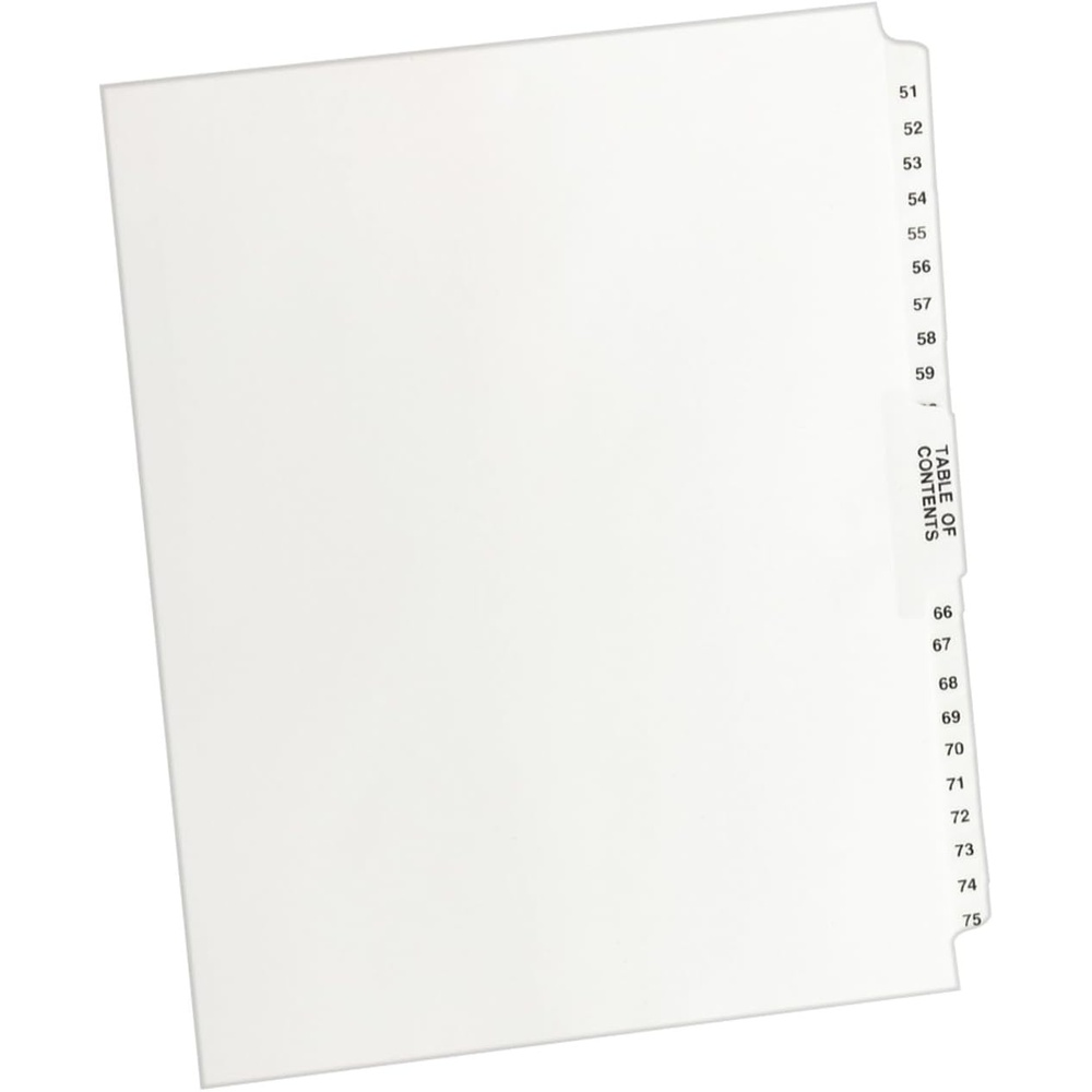 image:imageAvery Style Legal Exhibit Side Tab Dividers 26 tabs 5175 Letter Size White Unpunched one Set of 26 dividers 11396One Size