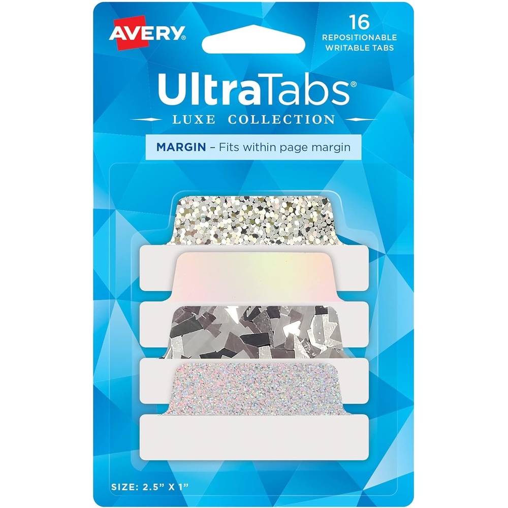 image:imageAvery Ultra Tabs Luxe Collection 25 x 1 Margin Tabs Holographic Iridescent Designs Repositionable 16 Total 74179