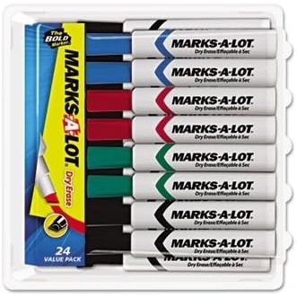 image:imageMarksALot Avery Value Pack Dry Erase Markers for Traditional and Smart Board Interactive Whiteboards Chisel Tip 24 Assorted Colors 981883