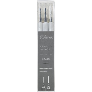 AVERY Dual Tip Markers – Fine Tip and Chisel Tip, Quick-Drying Water-Based, Black, Ideal for Planners and Journals, 3-Pack(Black)