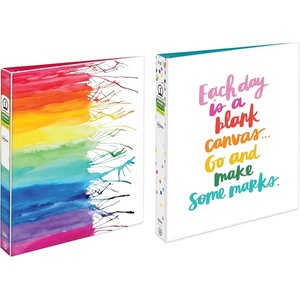 Avery + Amy Tangerine Designer Binders, 1″ Round Rings, 175-Sheet Capacity, Watercolor & Canvas, 2 Binders (26853)(1″)