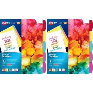 Avery + Amy Tangerine Designer Collection Big Tab Dividers for 3 Ring Binders, 5-Tab Set, Rainbow Vibes, 1 Set (11394)(1 Count (Pack of 2))