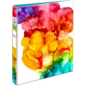 Avery + Amy Tangerine Designer Collection Binder, 1 Inch Round Rings, 175-Sheet Capacity, Rainbow Inkblot (28341)