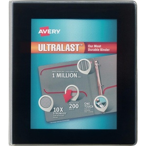 Avery 1.5″ Ultralast 3 Ring Binder, One Touch Slant Ring, Holds 8.5″ x 11″ Paper, 1 White Binder (79714)(Black)