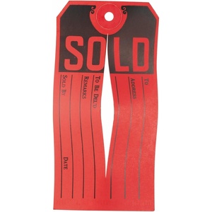 Avery 15161 Sold Tags, Paper, 4 3/4 x 2 3/8, Red/Black (Box of 500)((Pack of 10))