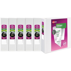Avery 3 Ring Binder 3 Inch Slant Rings Durable View, White Binder for Home, Office, or School Use, 6 Pack (17042)