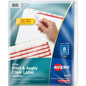 Avery 3-Tab Dividers for 3 Ring Binder, Easy Print & Apply Clear Label Strip, Index Maker Customizable White Tabs, 25 Sets (11445)(1 Set)