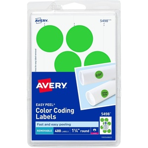 Avery 5498 Removable Print or Write Color Coding Labels for Laser Printers, 1-1/4 Round – Neon Green (Pack of 400)
