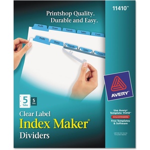 Avery 8 Tab Dividers for 3 Ring Binder, Easy Print & Apply Clear Label Strip, Index Maker Customizable Multicolor Tabs, 5 Sets (11419)(Blue)
