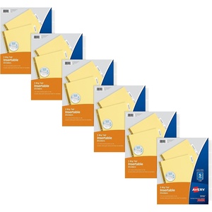 Avery Big Tab Insertable Dividers for 3 Ring Binders, 5-Tab Sets, Buff Paper, Clear Tabs, 6 Binder Divider Sets (26177)