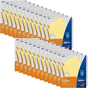 Avery Big Tab Insertable Dividers for 3 Ring Binders, 8-Tab Set, Buff Paper, Clear Tabs, 48 Sets of 11112 (11115)(24 Packs)