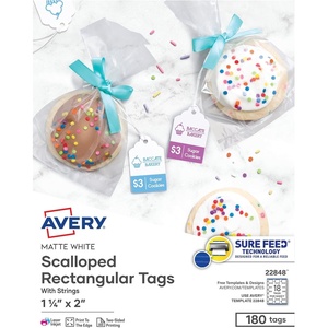 Avery Blank Printable Tags, Sure Feed Technology, 2″ x 3.5″, White, 96 Customizable Tags with String, Great for Branding, Gift Tags, Price Tags, and More (22802)(White)