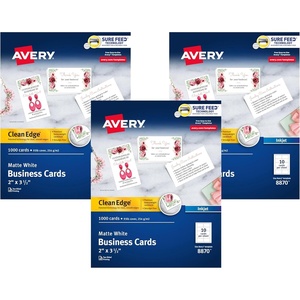 Avery Clean Edge Printable Business Cards, Sure Feed Technology, 2″ x 3.5″, Glossy White, 200 Blank Cards for Inkjet Printers (8859)(1000 cards (Pack of 3))