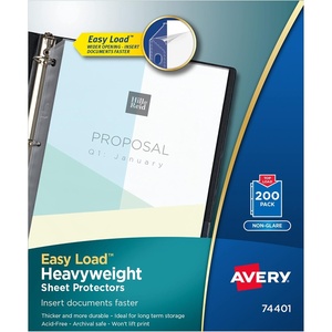 Avery Clear Heavyweight Sheet Protectors, Non-Glare, Easy Load, 200 Document Protectors (74401)(200 Pack)