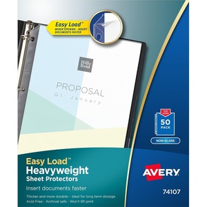 Avery Clear Heavyweight Sheet Protectors, Non-Glare, Easy Load, 200 Document Protectors (74401)(50 Pack)