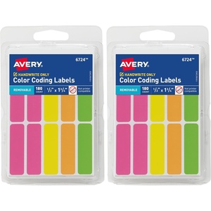 Avery Color-Coding Removable Labels, 1/2″ x 1-3/4″, Assorted Neon Colors, Non-Printable, 180 Blank Labels Total (6724)(180 Count (Pack of 2))