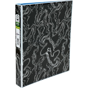 Avery Durable View 3 Ring Binder, 1 Inch Round Rings, Black and White Marble Waves, 1 Fashion Binder (26743)(Marble Waves)