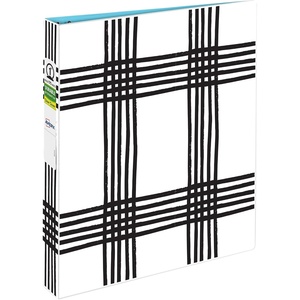 Avery Durable View 3 Ring Binder, 1 Inch Round Rings, Black and White Plaid, 1 Fashion Binder (26742)
