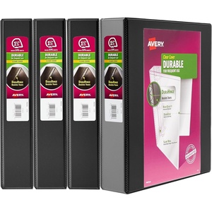 Avery Durable View 3 Ring Binder, 2 Inch Slant Rings, 4 Black Binders (17031)(1.5″)