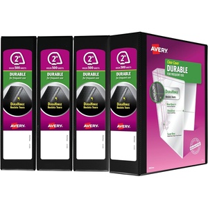Avery Durable View 3 Ring Binder, 2 Inch Slant Rings, 4 Black Binders (17031)(2″)