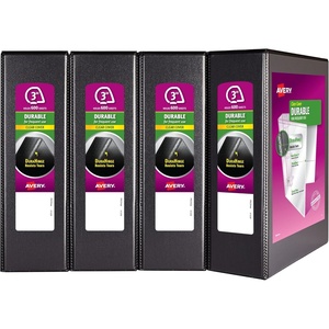 Avery Durable View 3 Ring Binder, 2 Inch Slant Rings, 4 Black Binders (17031)(3″)