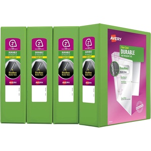 Avery Durable View 3 Ring Binder, 2 Inch Slant Rings, 4 Green Binders (17838)(Green)