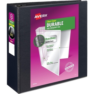 Avery Durable View 3 Ring Binder, 4 Inch EZD Rings, 780 Sheet Capacity, Black, 4.5″ Wide Spine, Holds 8.5×11 Paper, 4 Interior Pockets for Organizing Documents & Reports (09800)