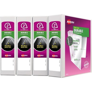 Avery Durable View 3 Ring Binders for Home, School Supplies, Office, or Organization Needs, 1″ Slant Ring, 4 Pack White Binders (17575)(2″)