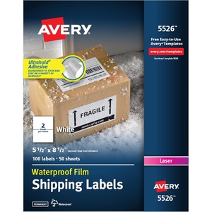 Avery Durable Waterproof Shipping Labels with Sure Feed Technology, 5.5″ x 8.5″, White, Laser Compatible, 100 Blank Labels Total, Great for Mailing, Branding, and More (5526)