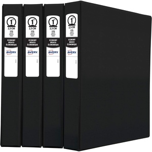 Avery Economy 3 Ring Binders, 1″ Round Rings, 4 Black Binders (03301)(1″)