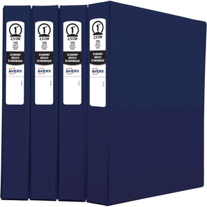 Avery Economy 3 Ring Binders, 1″ Round Rings, 4 Navy Blue Binders (19297)