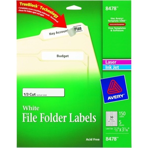 Avery File Folder Labels for Laser & Inkjet Printers, 0.66″ x 3.43″, White, 150 Pack (8478)